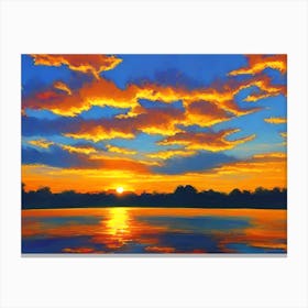 Sunset Over Lake 12 Canvas Print