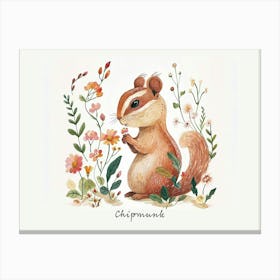 Little Floral Chipmunk 2 Poster Canvas Print