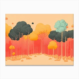 Colored forest minimal art illustration Canvas Print