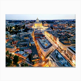 St Peter S Basilica And Vatican At Dusk Canvas Print