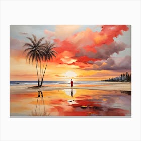 Beach Peaceful landscape,sunset Canvas Print