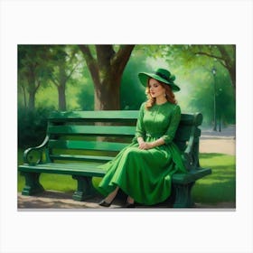 Lady In Green 5 Canvas Print