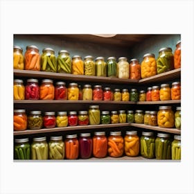 Shelves Of Preserved Vegetables 8 Canvas Print