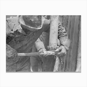 Untitled Photo, Possibly Related To Tightening The Nipple On The End Of Drill Pipe Oil Field, Kilgore, Texas, This Part O Canvas Print