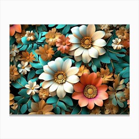 Colorful Flowers and Leaves Canvas Print