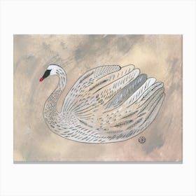 Amazing Swan On Beige - bird fold detailed decor hand drawn Canvas Print