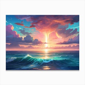 Sunset Over The Ocean 4 Canvas Print