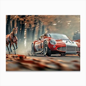 Horse Racing In Autumn Canvas Print