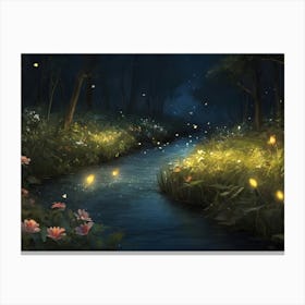 Fireflies In The Forest Canvas Print