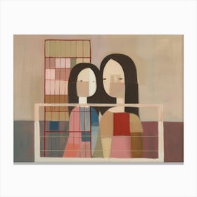 Two Women In A Cage Canvas Print