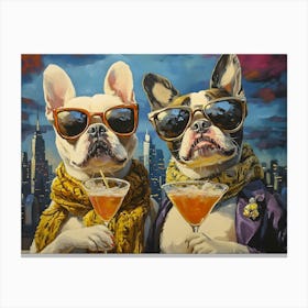 Dogs At The Rooftop Bar 3 Canvas Print