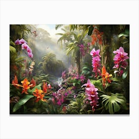 Orchids In The Jungle paintings art print 1 Canvas Print