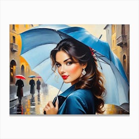 Seductive Lady with an Umbrella Canvas Print