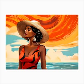 Illustration of an African American woman at the beach 71 Canvas Print