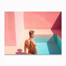 Nude Man In Pool Canvas Print