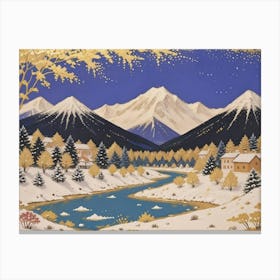 Shimmering Winter Gold and Snowy Majesty Canvas Print