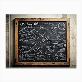 Blackboard With Abstract Graphics And Arrows Hand Drawn Lines Creating Realistic Textures Designs 2 1 Canvas Print