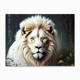 White Lion In The Forest 2 Canvas Print