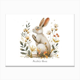 Little Floral Arctic Hare 5 Poster Canvas Print