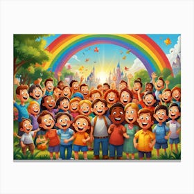 Rainbow Children In The Park Canvas Print