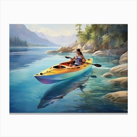 Kayaker On The Lake Canvas Print