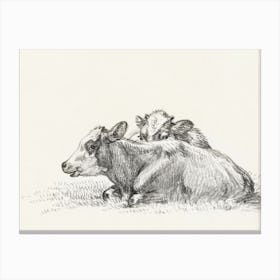 Two Lying Cows (1826), Jean Bernard Canvas Print