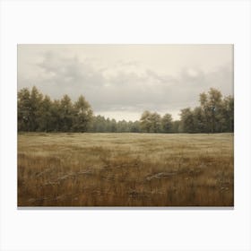 Antique Farm Field Painting Canvas Print