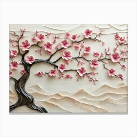 3d Picture of a Tree with Pink Flowers 2 Canvas Print