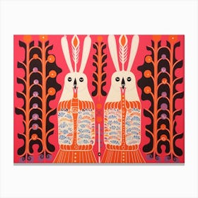 Arctic Hare 2 Folk Style Animal Illustration Canvas Print