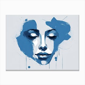Blue Woman'S Face Canvas Print