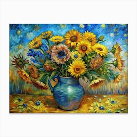 Van Gogh A Rustic Vase Filled With A Mix Of Sunfl Stampe su tela