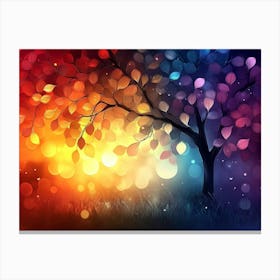 Elegant Colorful Tree with Vibrant Leaves Hanging Branches 14 Canvas Print