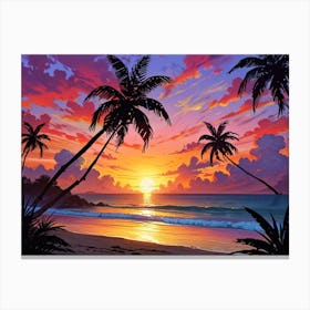 Sunset At The Beach 50 Canvas Print