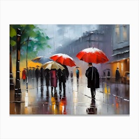 People Walking In The Rain 2 Canvas Print