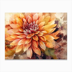 Watercolor Dahlias Canvas Print