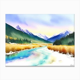 The Frozen River: A Winter Scene 4 Canvas Print