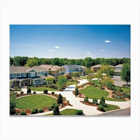 An Elegant Upscale Suburban Residential Real Estate Landscape Displaying Meticulous Homes Immersed (3) Canvas Print