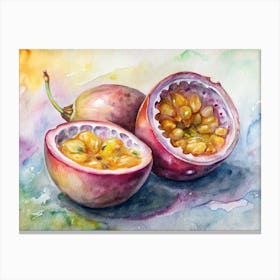 7 A Cut Open Passionfruit Showing Its Seeds Canvas Print