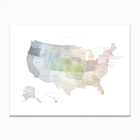 USA Map No 426 Canvas Print