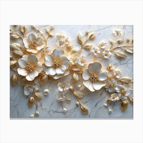 Gold And White Flowers 16 Canvas Print