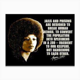 Angela Davis Activist in Vintage with Quotes Canvas Print