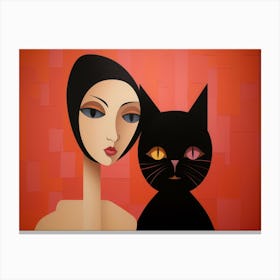 Cat And Woman 1 Canvas Print