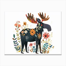 Little Floral Moose 3 Canvas Print