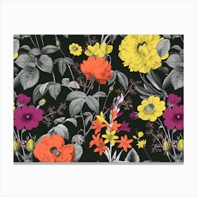 Flowers On Black 1 Canvas Print