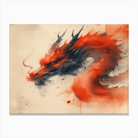 Calligraphic Wonders: Red Dragon 1 Canvas Print