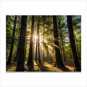 Sunrise In The Forest 2 Canvas Print