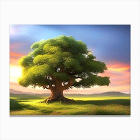 Tree At Dawn 1 Canvas Print