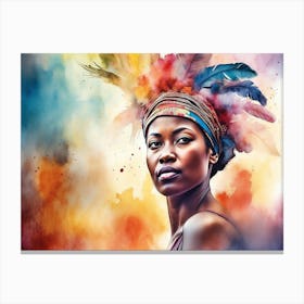 African Woman With Feathers Canvas Print