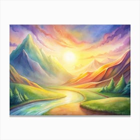 A Peaceful Landscape Featuring Vibrant Sunlight I Canvas Print