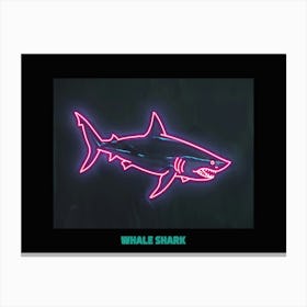 Neon Dark Red Whale Shark 5 Poster Canvas Print